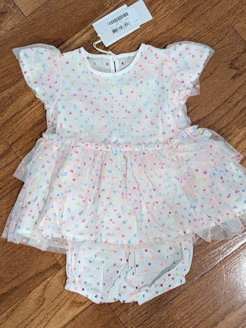 NWT Stella McCartney Kids Tulle Confetti Embroidered Polkadot Dress - 6 Months